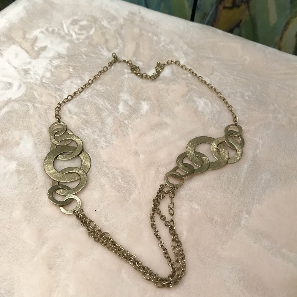 Gold tone statement necklace. Large bold circles